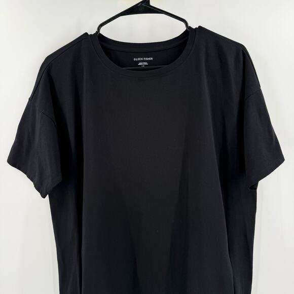 EILEEN FISHER Tee Dress Size Small Pockets Black NEW Short Sleeve Stretch Basic - Picture 5 of 7
